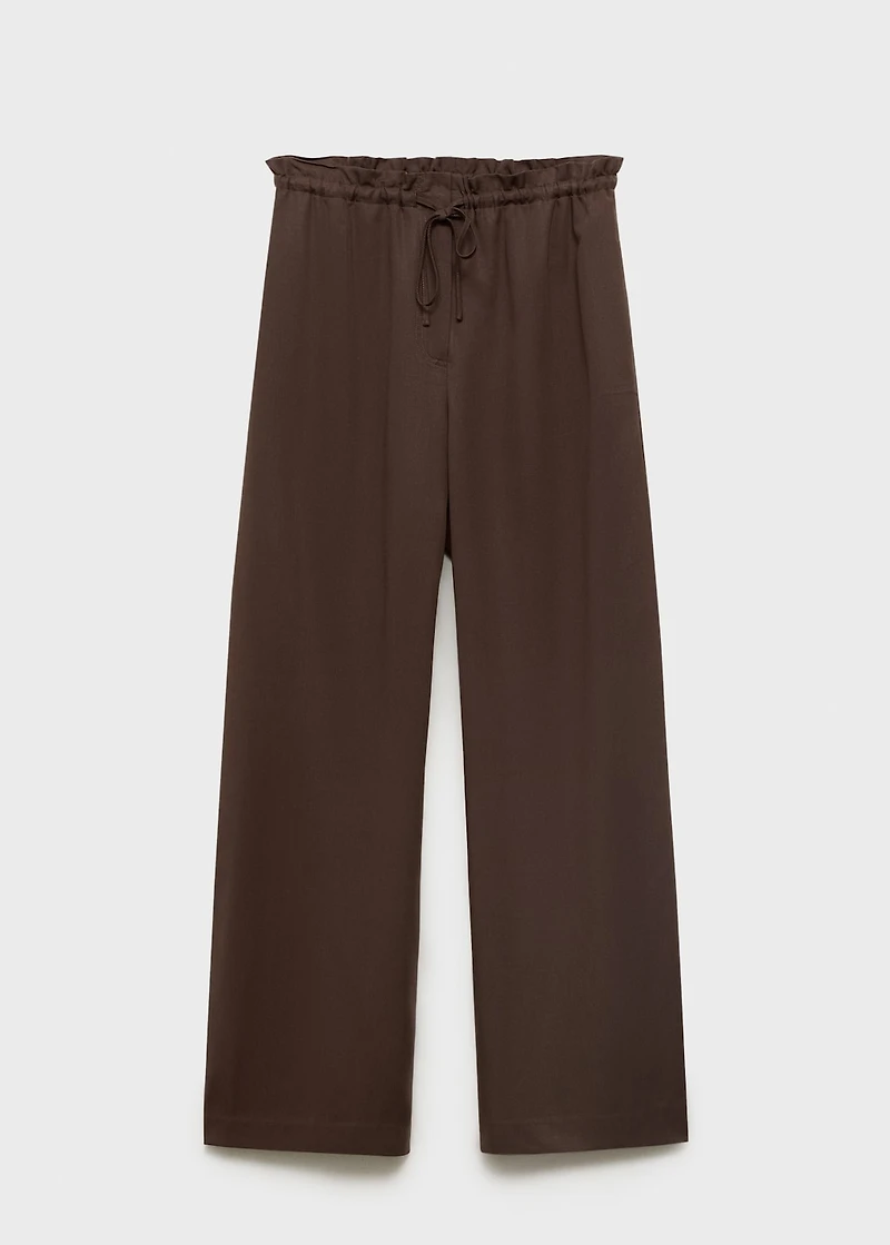 Lyocell wide leg pants with drawstring