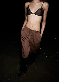 Lyocell wide leg pants with drawstring