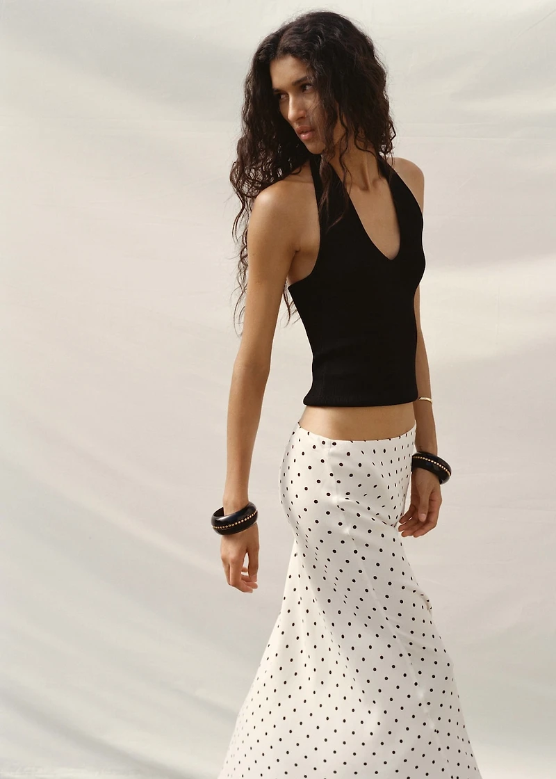 Long polka-dot skirt