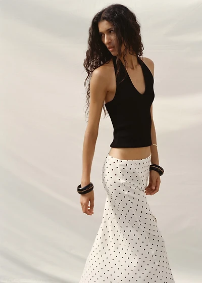 Long polka-dot skirt