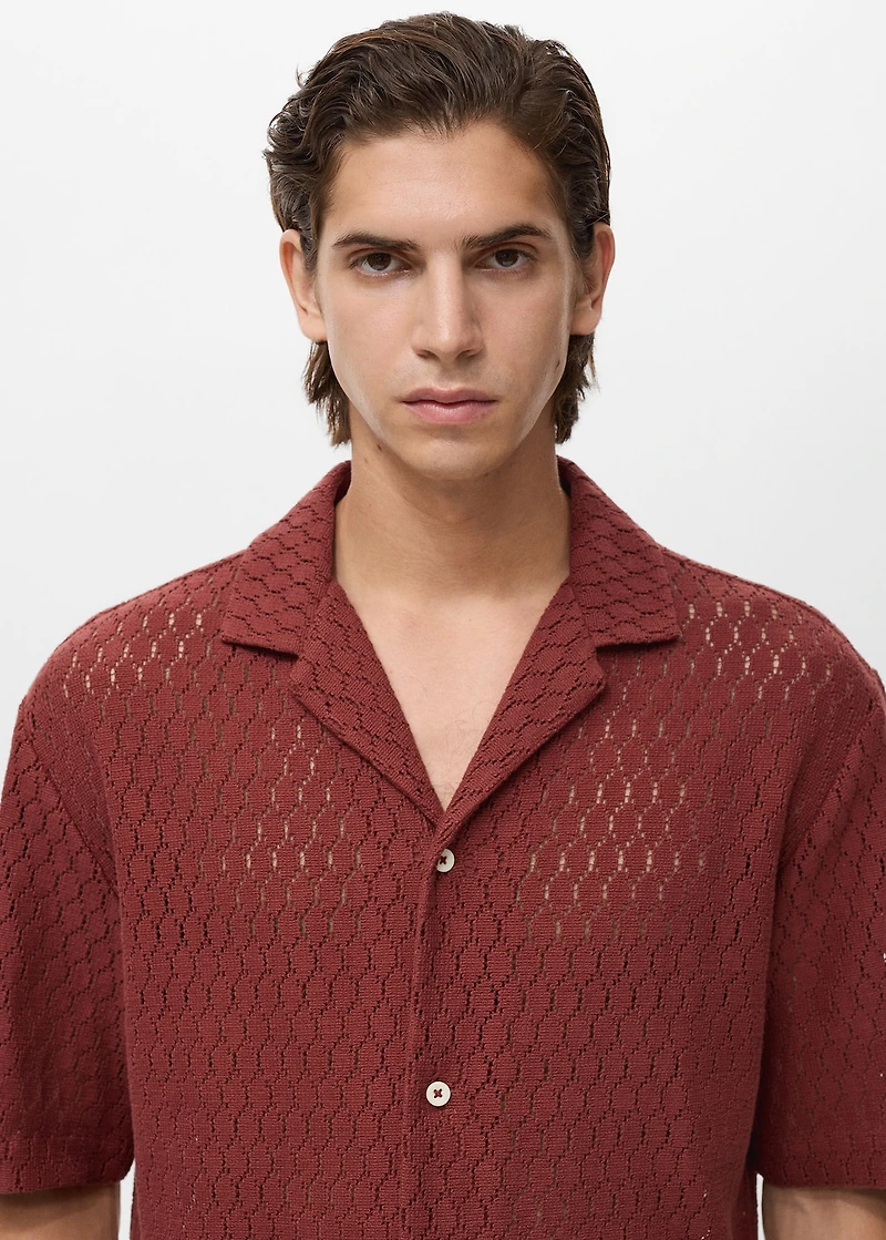 Cotton blouse with lace detail