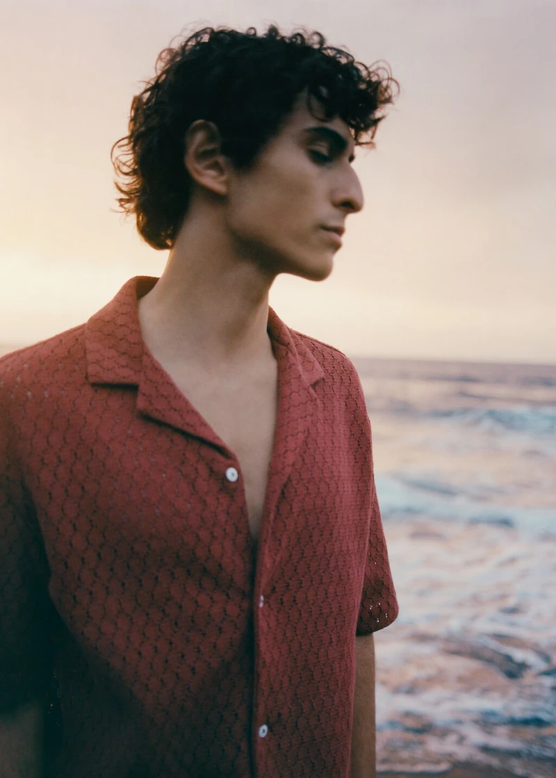 Cotton blouse with lace detail