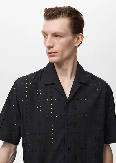 Shirt with embroidered eyelet details