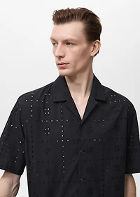 Shirt with embroidered eyelet details
