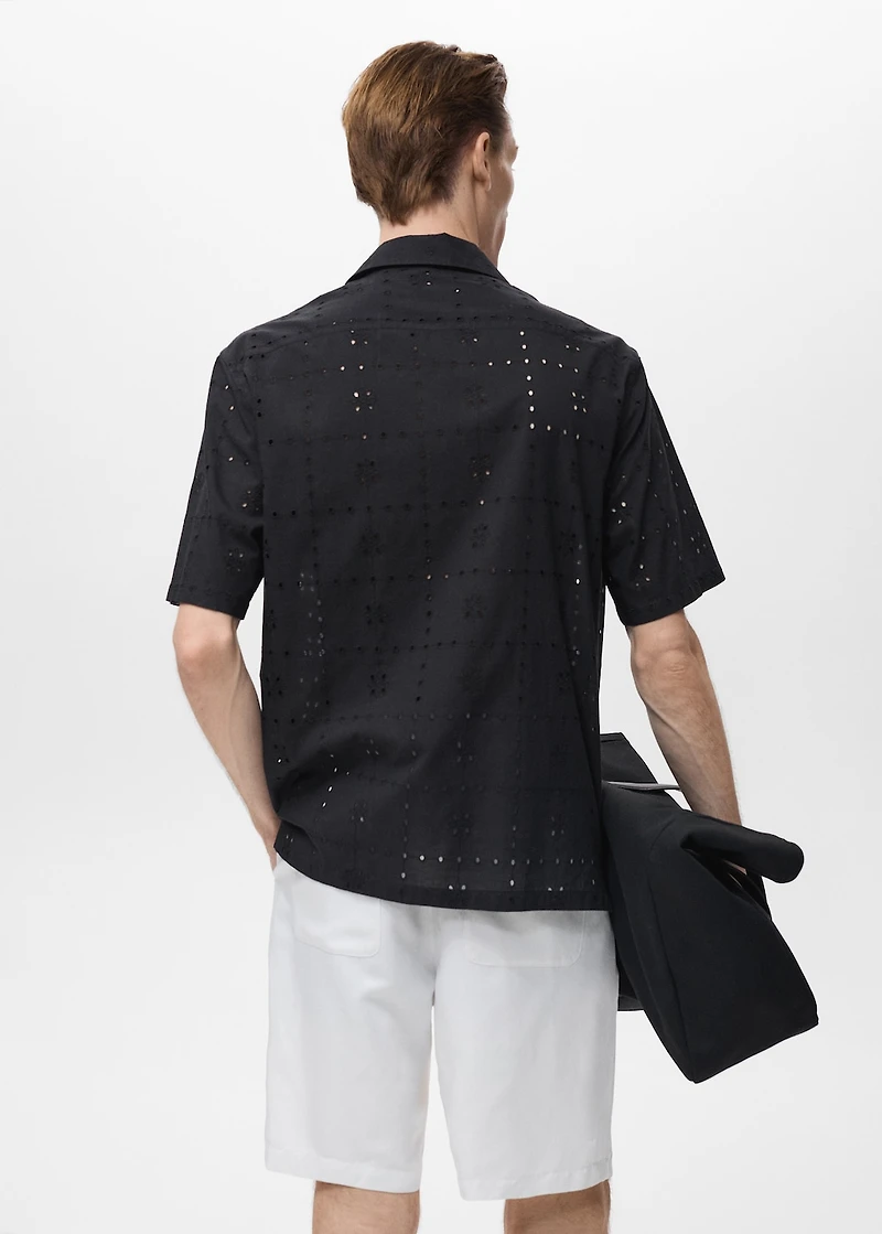 Shirt with embroidered eyelet details