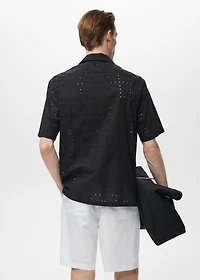 Shirt with embroidered eyelet details