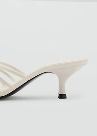 Kitten heel sandal with metallic detail