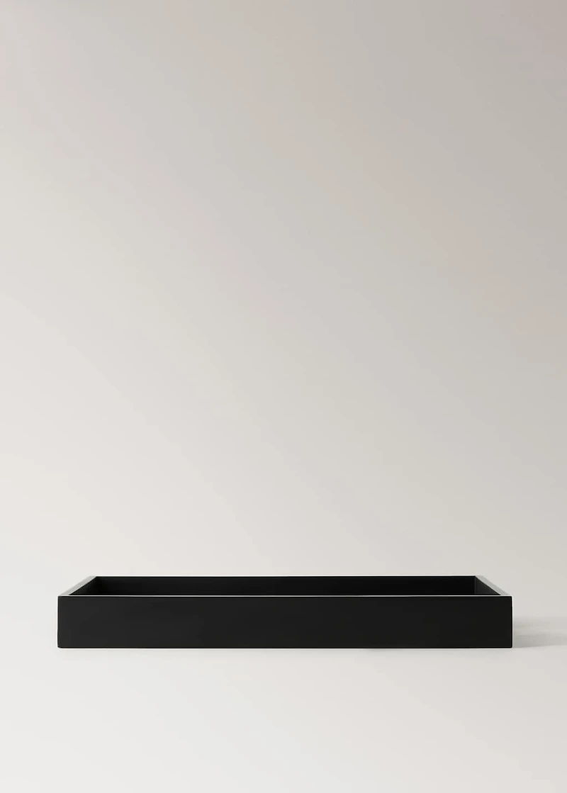 Solid wood decorative tray with handles