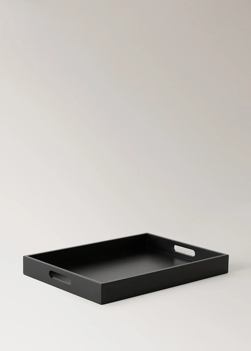 Solid wood decorative tray with handles