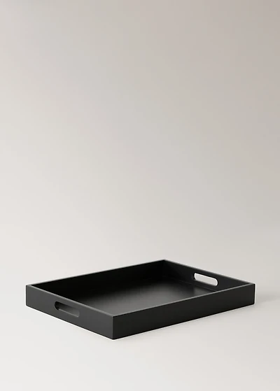 Solid wood decorative tray with handles