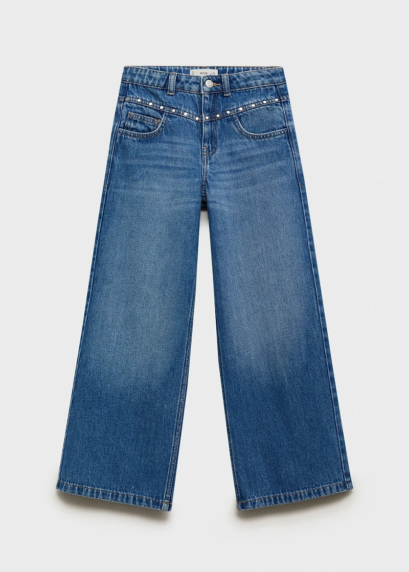 Wide leg jeans with studs