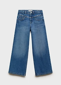 Wide leg jeans with studs