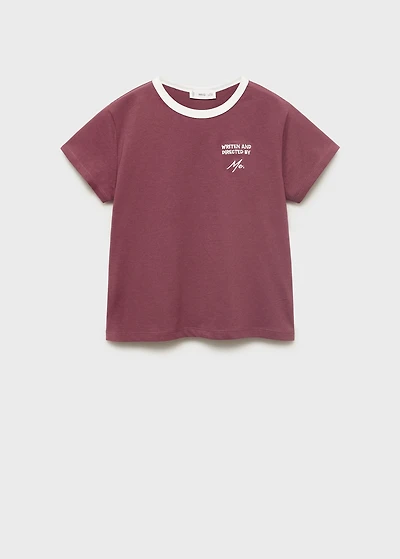 T-shirt with embroidered contrasting collar