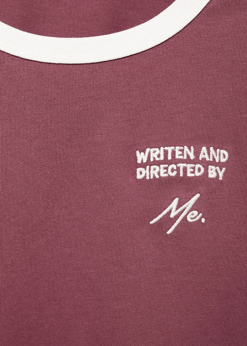 T-shirt with embroidered contrasting collar