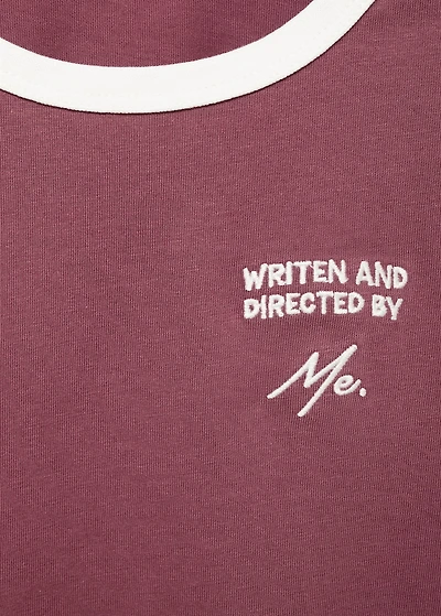 T-shirt with embroidered contrasting collar