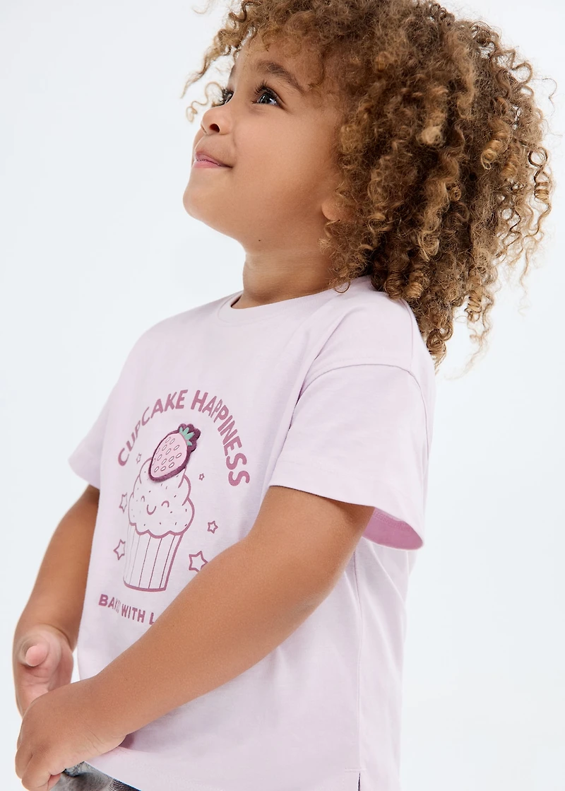 Embossed detail printed t-shirt