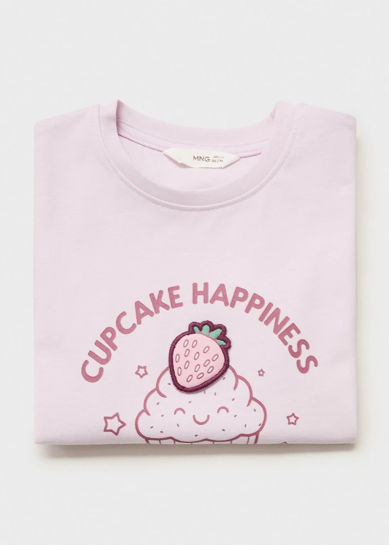 Embossed detail printed t-shirt