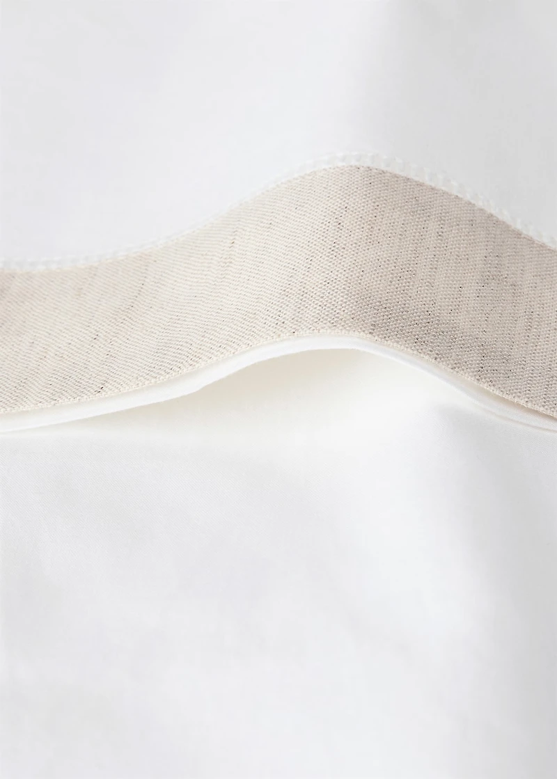 Cotton percale top sheet with linen trim for 135/140 cm bed