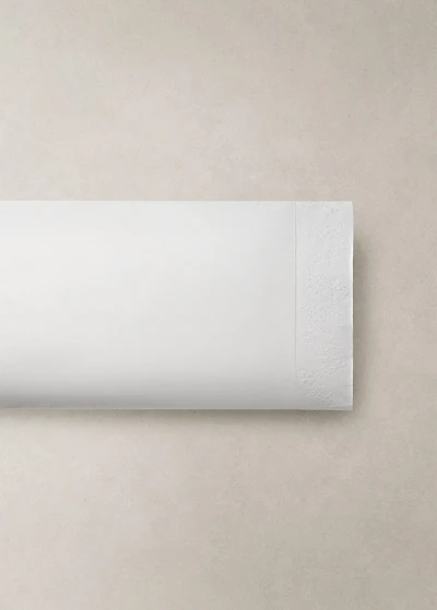 Cotton percale pillowcase with embroidered flowers 45x110 cm