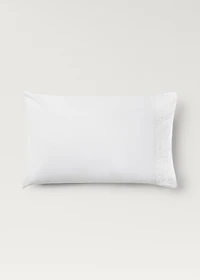 Two pillowcases embroidered floral percale cotton 50x75 cm