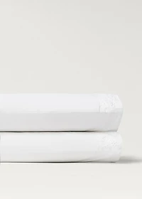 Two pillowcases embroidered floral percale cotton 50x75 cm