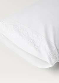 Two pillowcases embroidered floral percale cotton 50x75 cm