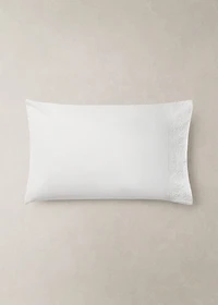 Two pillowcases embroidered floral percale cotton 50x75 cm