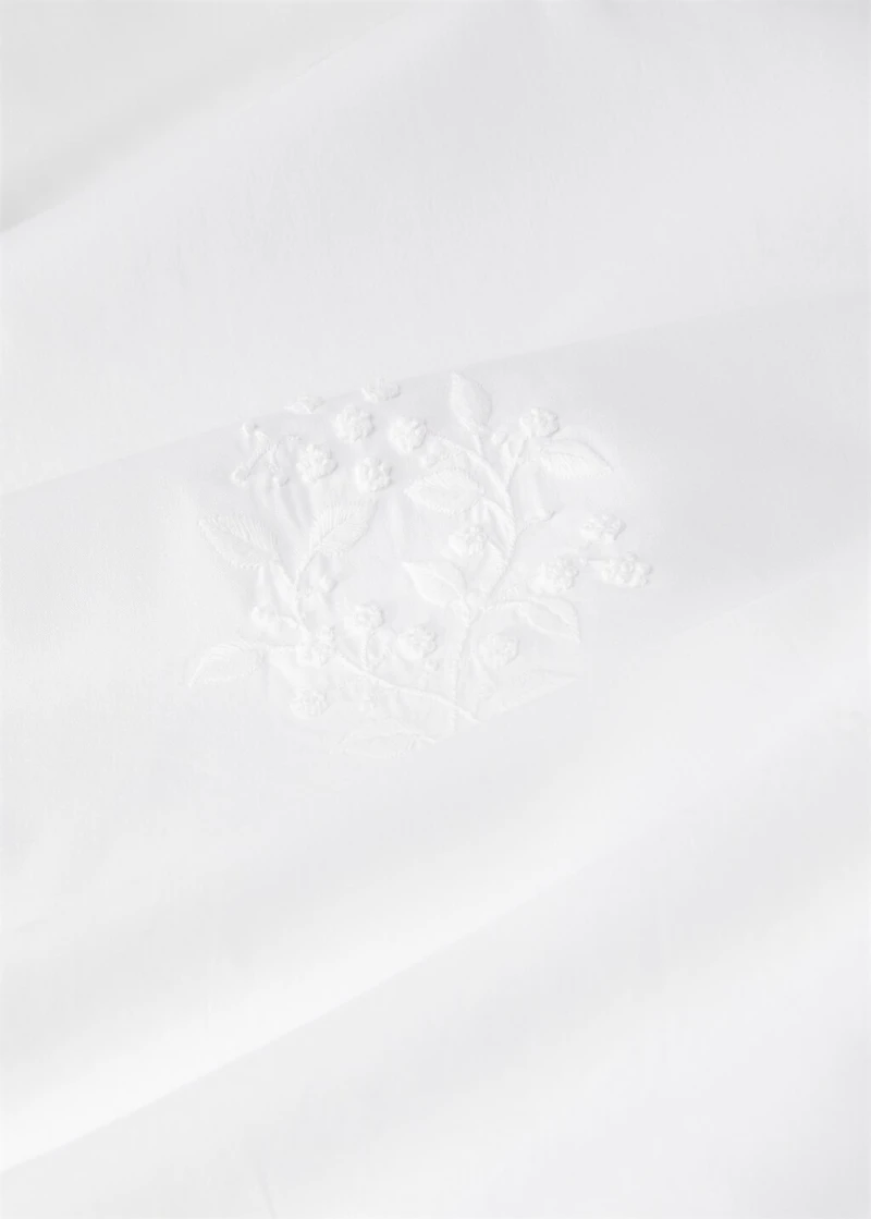 Percale cotton duvet cover with embroidered flowers for / cm bed