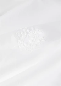 Percale cotton duvet cover with embroidered flowers for / cm bed