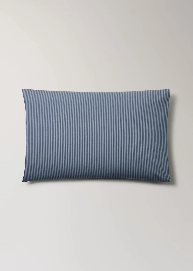 Two cotton percale striped pillowcases 50x75 cm