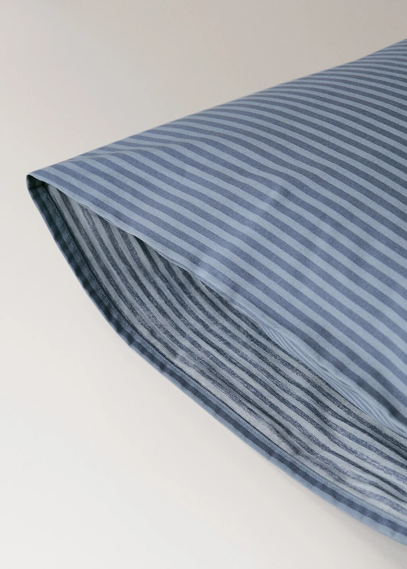 Two cotton percale striped pillowcases 50x75 cm