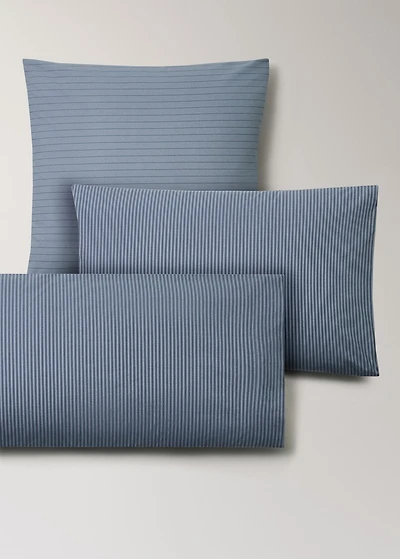 Two cotton percale striped pillowcases 50x75 cm
