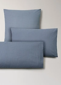 Two cotton percale striped pillowcases 50x75 cm