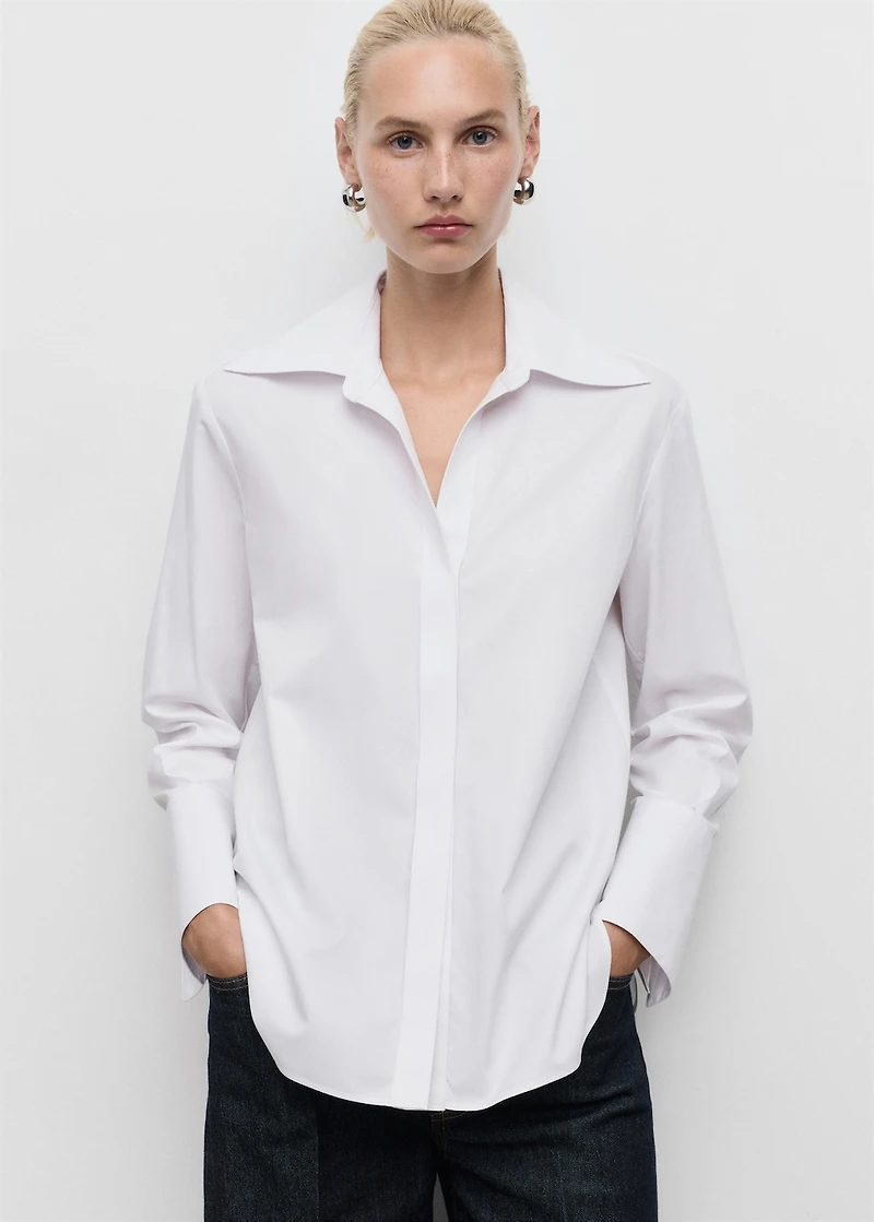 Shirt with concealed placket and collar
