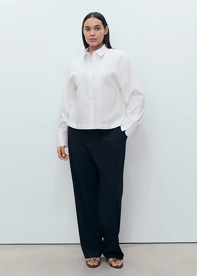 Cropped poplin shirt