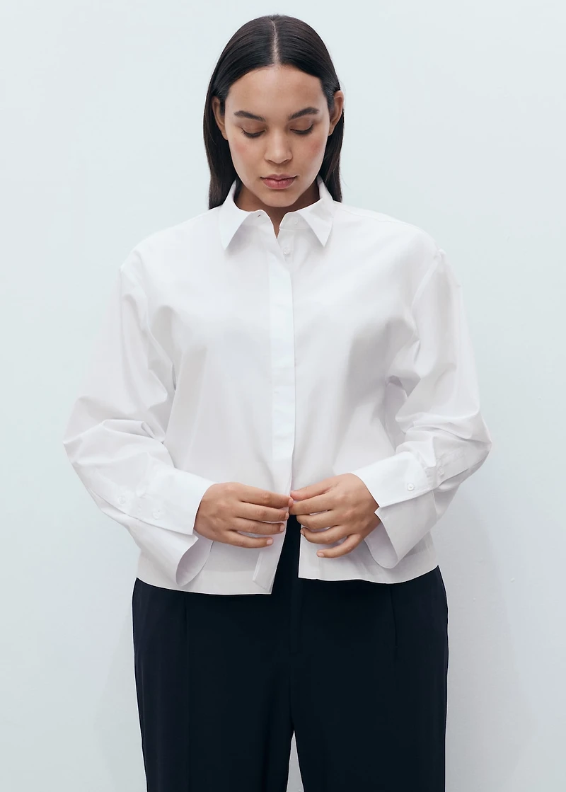 Cropped poplin shirt