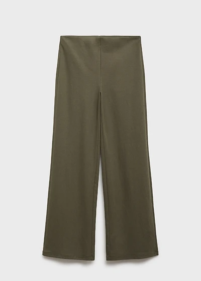Straight-fit pants with elastic waist