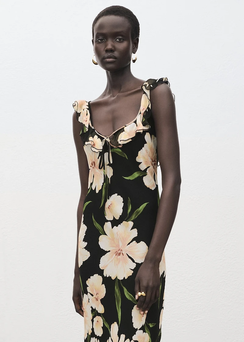 Floral-print dress with ruffle detail