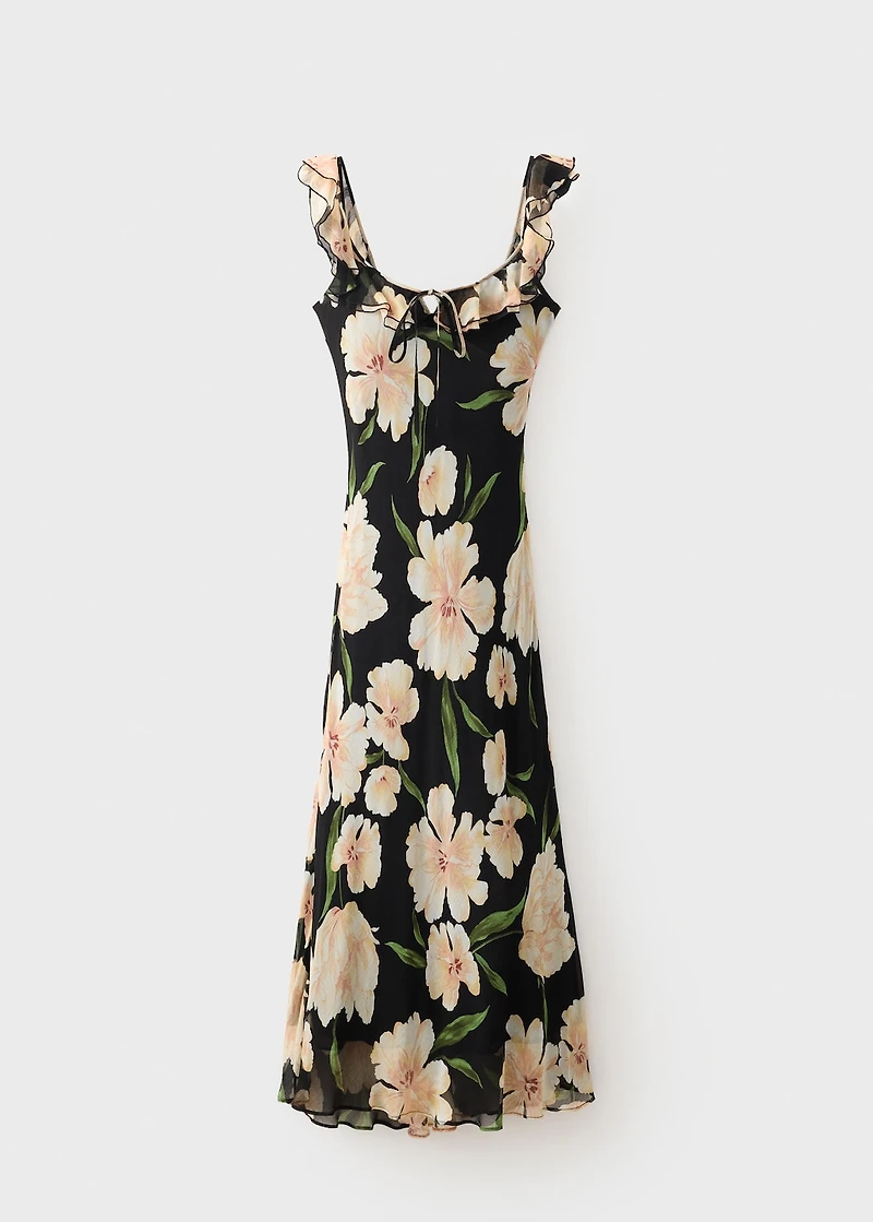 Floral-print dress with ruffle detail