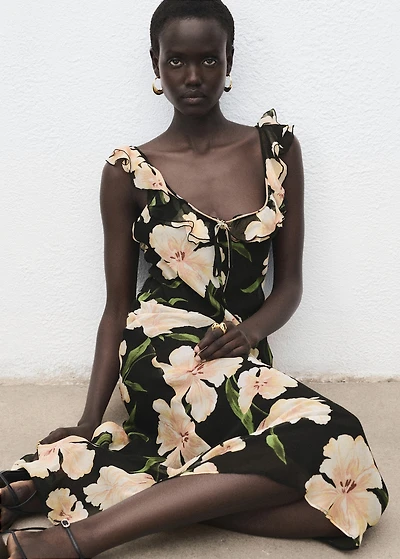 Floral-print dress with ruffle detail