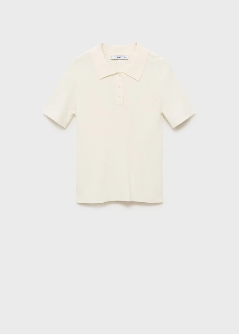 Short-sleeved polo-neck sweater