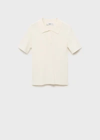 Short-sleeved polo-neck sweater