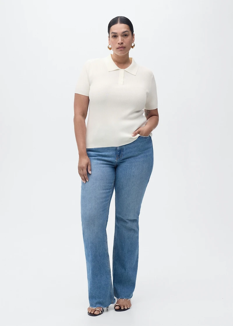 Short-sleeved polo-neck sweater