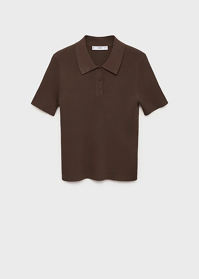 Short-sleeved polo-neck sweater