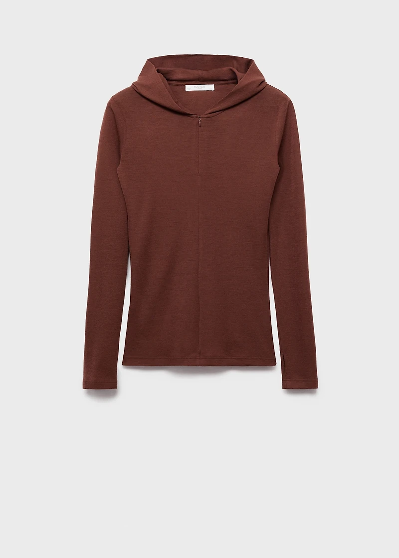 Wool hooded t-shirt
