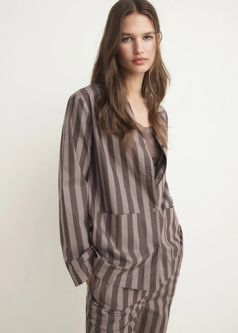 Woven striped pajama top