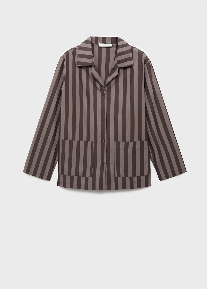 Woven striped pajama top