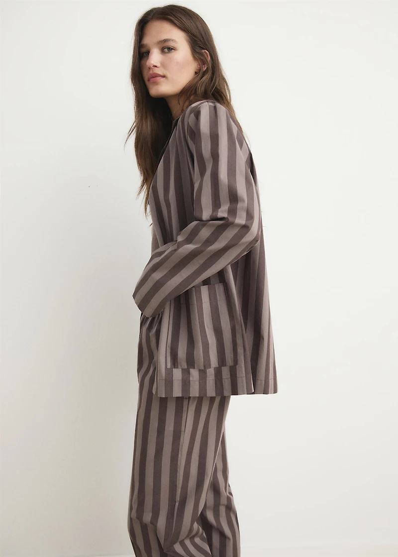 Woven striped pajama top