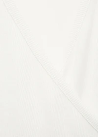 Rib-knit cardigan with tie