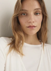 Rib-knit cardigan with tie